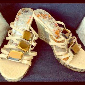 Two Lips Jeweled Slides with snake print